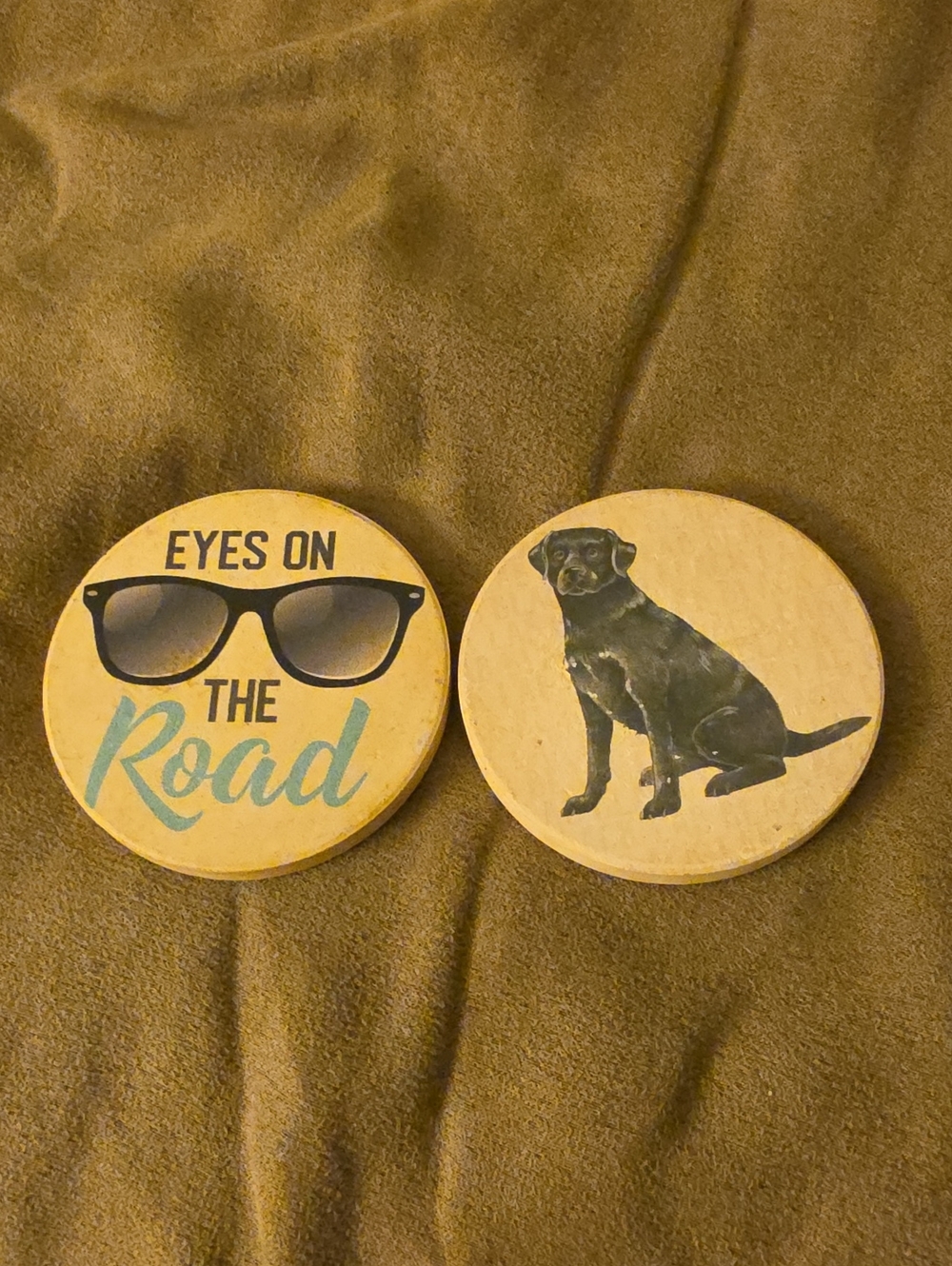 Set of 2 Round Coasters. For Car Or For Inside, Its Your Choice!!!!